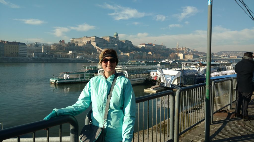 Tami standing by the Danube River Budapest